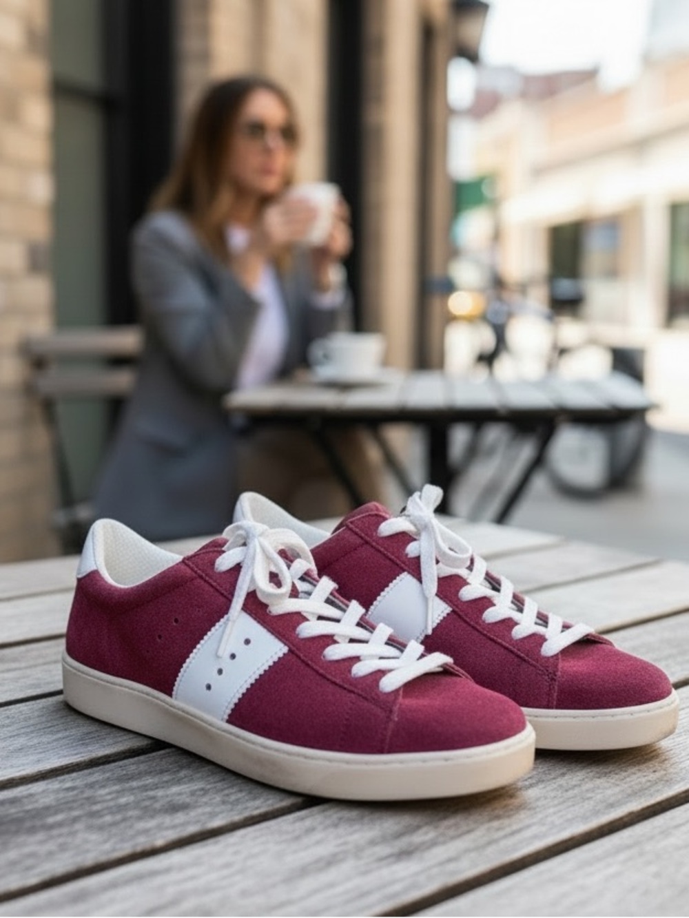 Ecco Women’s Burgundy and White Low-Top Sneakers